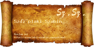 Széplaki Szabin névjegykártya